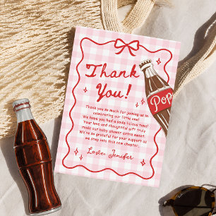 Rosa Gingham Sie ist bereit zu knallen Baby Shower Dankeskarte