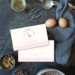 Rosa Gingham Silly Goose Windel-Raffle Baby Shower Begleitkarte