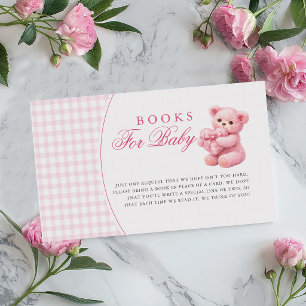 Rosa Gingham-Teddybär neutrale Babyparty Begleitkarte