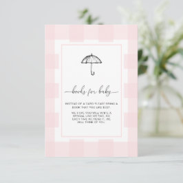 Rosa Gingham Umbrella Books Request Insert Card Einladung