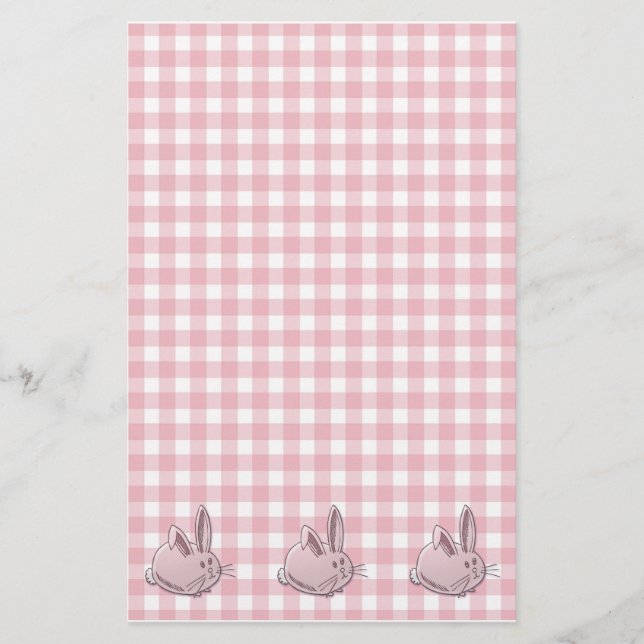 Rosa Gingham und Bollen Briefpapier (Vorderseite)