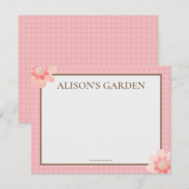 Rosa Gingham Watercolor Garden Mitteilungskarte