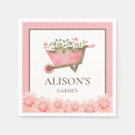 Rosa Gingham Watercolor Garden Serviette
