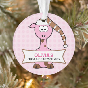 Rosa Giraffe Baby's 1st Weihnachten Ornament