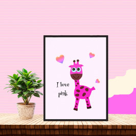 Rosa Giraffe Poster