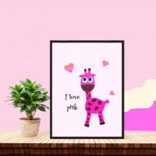 Rosa Giraffe Poster