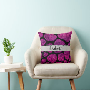 Rosa Giraffe, rosa Glitzer, Dschungel, Ihr Name Kissen