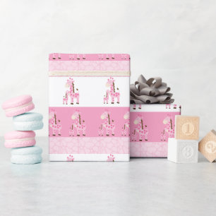 Rosa Giraffen-Babyparty-Packpapier Geschenkpapier