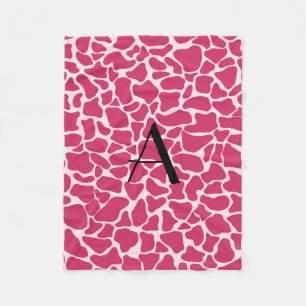 Rosa Giraffenprint Monogramm Fleecedecke