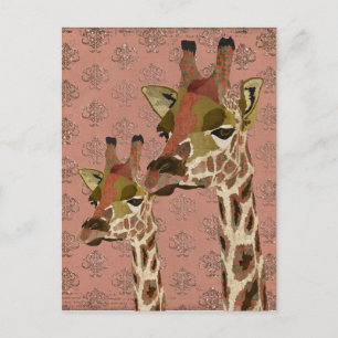 Rosa Giraffes Glitzy Carte postale