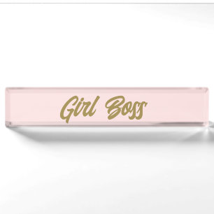 Rosa Girl Boss Schreibtisch Name Plakat Namensplakette