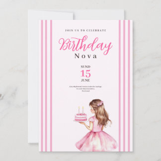 Rosa Girls magisch pinky Geburtstagseinladung Einladung
