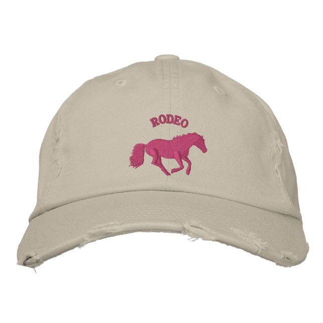 Rosa Girls Reiten Bestickte Kappe (Vorderseite)
