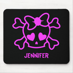 Rosa girly emo Schädel mit Bogen Mousepad