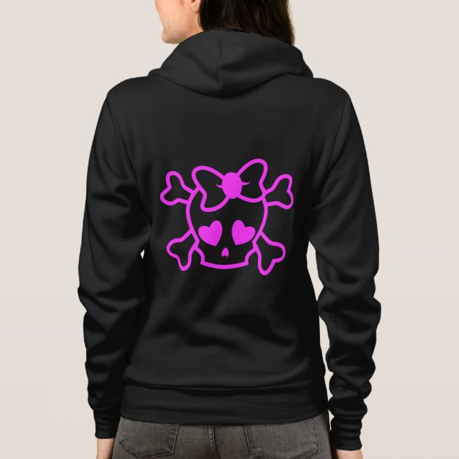 Rosa girly emo Schädel mit Bogenname Jugendhoodie Hoodie (Rückseite)