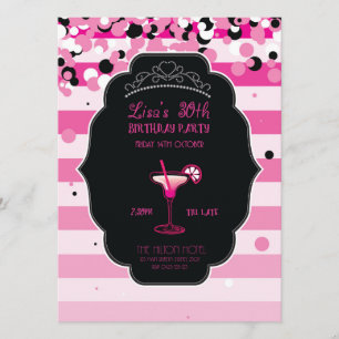 Rosa - Girly - Erwachsener - Geburtstags-Party Einladung