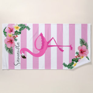 Rosa girly Flamingo Tropischer Sommer Strandtuch