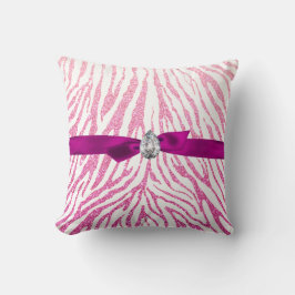 Rosa Girly Glitzerzebra-Muster-Band-Diamant Kissen