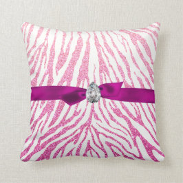 Rosa Girly Glitzerzebra-Muster-Band-Diamant Kissen