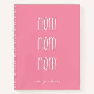 Rosa Girly handgeschriebene Nom Nom Kochrezeption Notizbuch