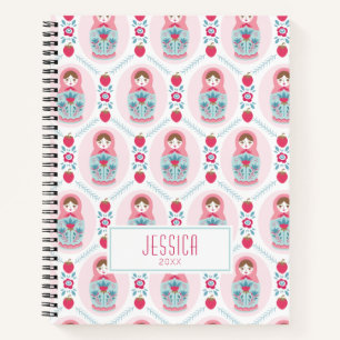 Rosa-girly-muster Monogramm Spiralblock Notizbuch