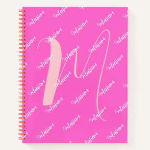 Rosa Girly Rose-Farbe - Anfangsbuchstabe monogramm Notizbuch