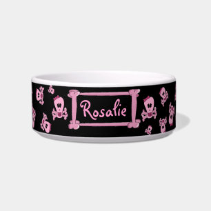 Rosa Girly Schädel mit Bogen-personalisierter Napf