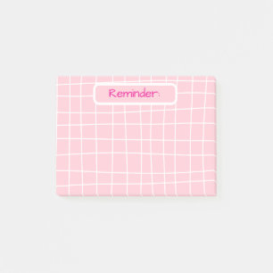 Rosa Gitter Erinnerung Sticky Notes Post-it Klebezettel