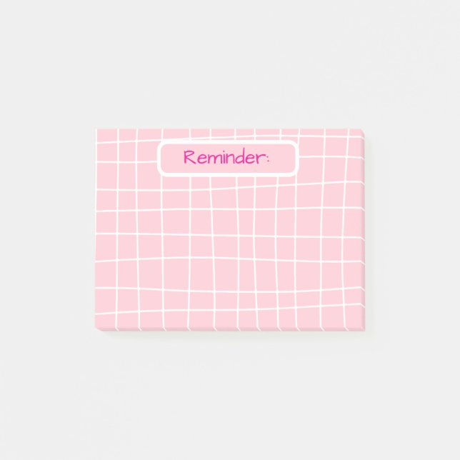 Rosa Gitter Erinnerung Sticky Notes Post-it Klebezettel (Vorderseite)