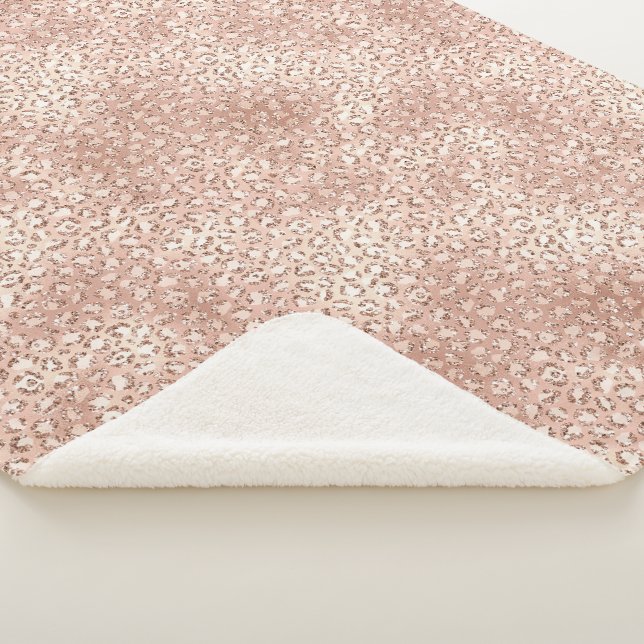 Rosa Glam Glitzer Leopard Printwerbung Sherpadecke (3/4)