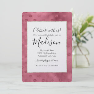 Rosa Glam Glitzer-Lippen Geburtstag Einladung