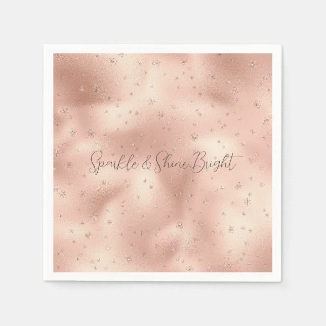Rosa Glam Glitzer Schneeflocke Serviette (Vorderseite)