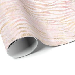 Rosa Glam Gold Zebra Print Geschenkpapier