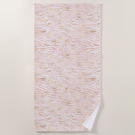 Rosa Glam Gold Zebra Print Strandtuch