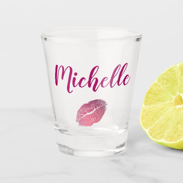 Rosa Glam Lippen Schnapsglas (Vorderseite)
