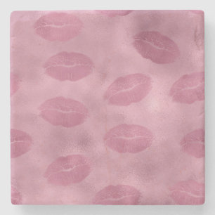 Rosa Glam Lippen Steinuntersetzer