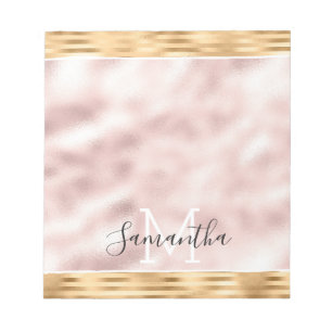 Rosa Glam Streifen personalisiert Monogramm Notizblock