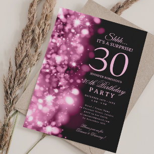 Rosa Glam Überraschung 30. Geburtstagsfeier Einladung