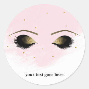 Rosa Glamour Gold Makeup Wimpern Geschenk Runder Aufkleber