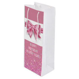 Rosa glänzende Bändchen-Satin-Satin-Look gürtelhaf Geschenktüte Für Weinflaschen