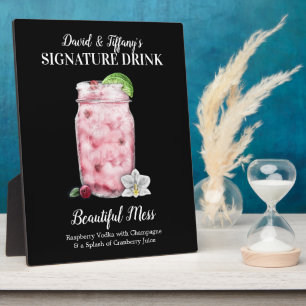 Rosa Glas Getränk • PERSONALISIERE dieses Signatur Fotoplatte