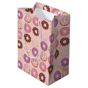 Rosa glasierte Donuts mit Streuselmuster Party Mittlere Geschenktüte