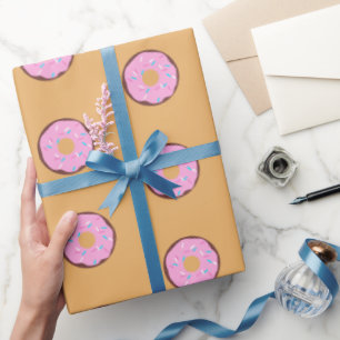 Rosa Glasierte Schokolade Donut Geschenkpapier