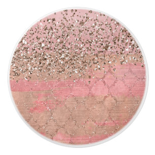 Rosa Glitter-Blush-Marokkanische-Indische-Prinzess Keramikknauf