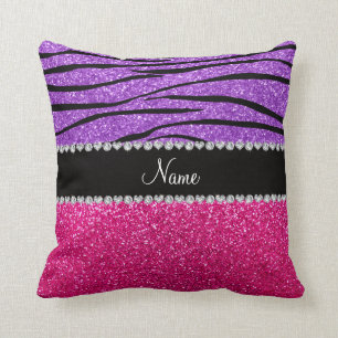 Rosa Glitter des individuellen Namens lila Kissen