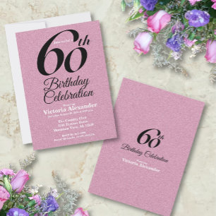 Rosa Glitter Elegante 60. Geburtstagsfeier Einladung