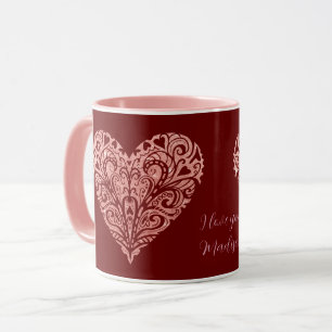 Rosa Glitter-Filigran-Volksfest-Valentinsbecher Tasse
