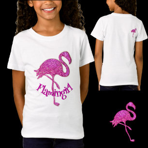 Rosa Glitter-Flamingo - anpassbarer Text T-Shirt