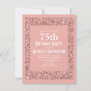 Rosa Glitter Frauen 75. Geburtstag Karte