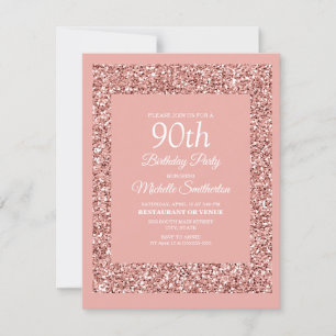 Rosa Glitter Frauen 90. Geburtstag Karte